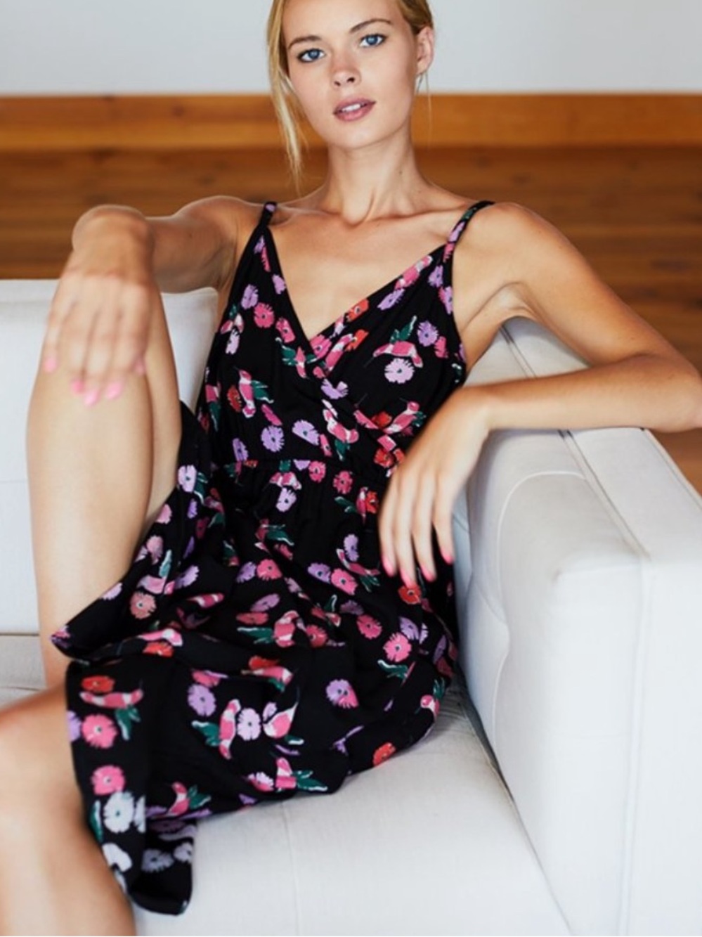Emerson Fry India Collection Bird Floral Midi Dress Boho Wrap Sundress SZ Medium - Picture 3 of 15